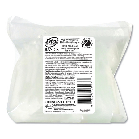 Dial Professional Basics Liquid Soap, Fresh Floral, 800 ml Flex Pack, PK12 06045